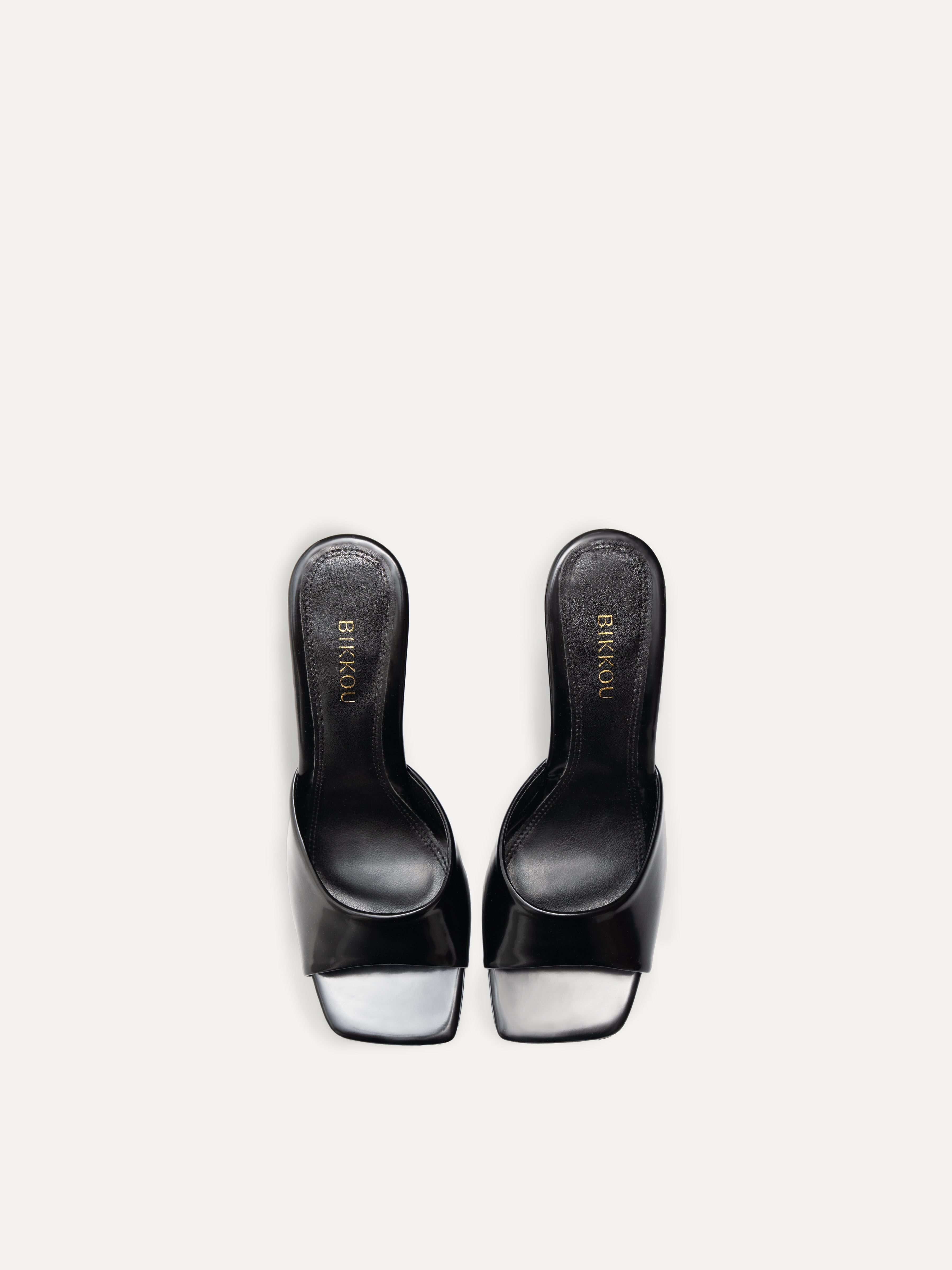 BIKKOU 1AM TOO PRETTY TO LEAVE BLACK vegan wedge heel top view