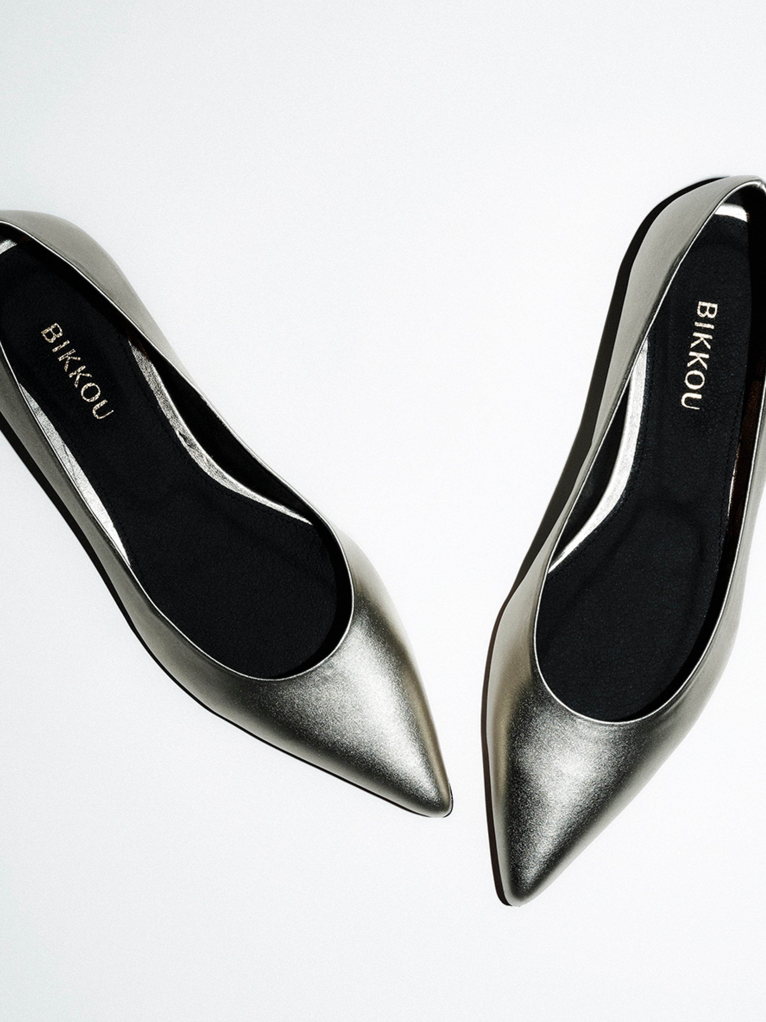 Bikkou 10:30AM Running Between Offices vegan light gold pointy ballerina packshot